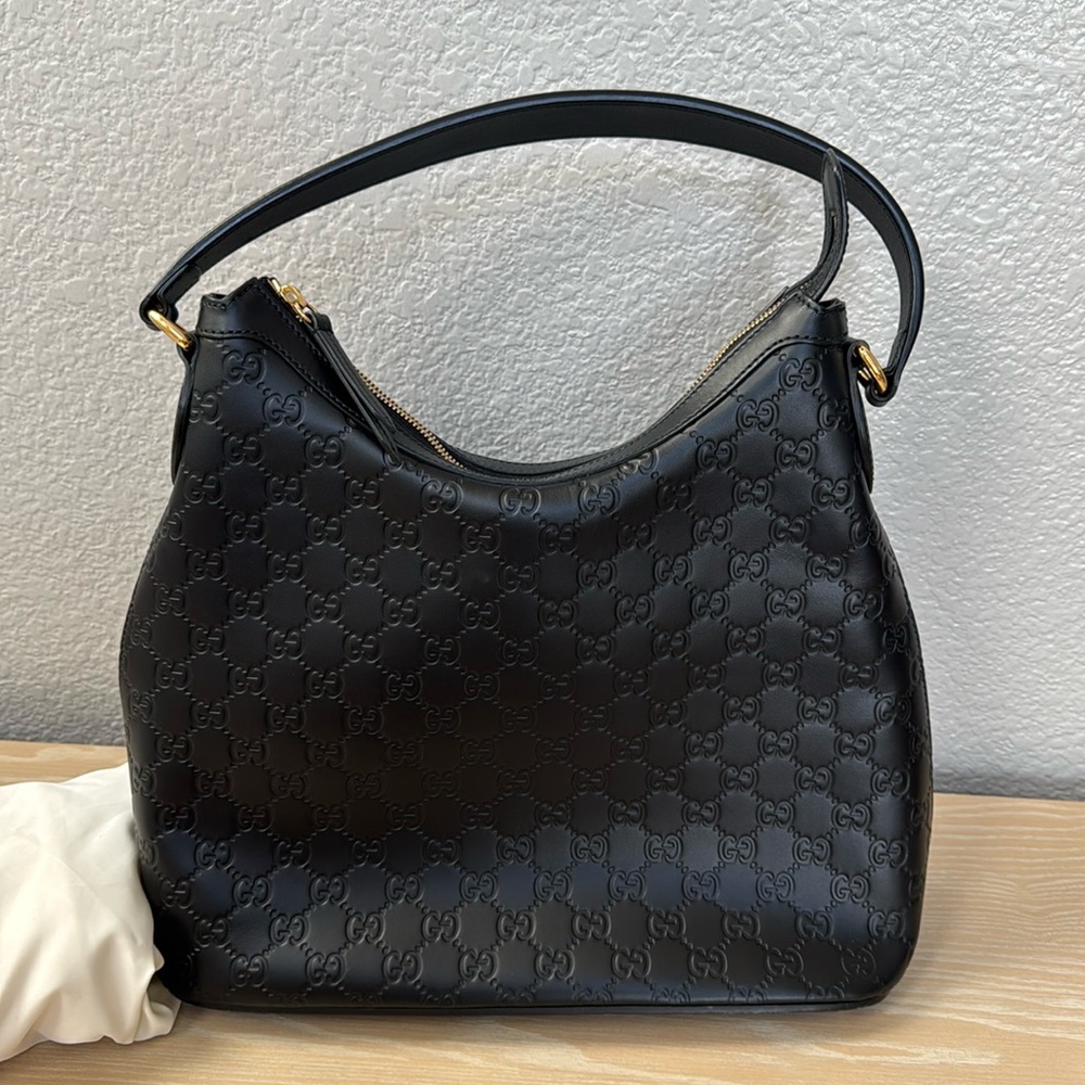 Gucci GG Linea A Hobo Black Leather